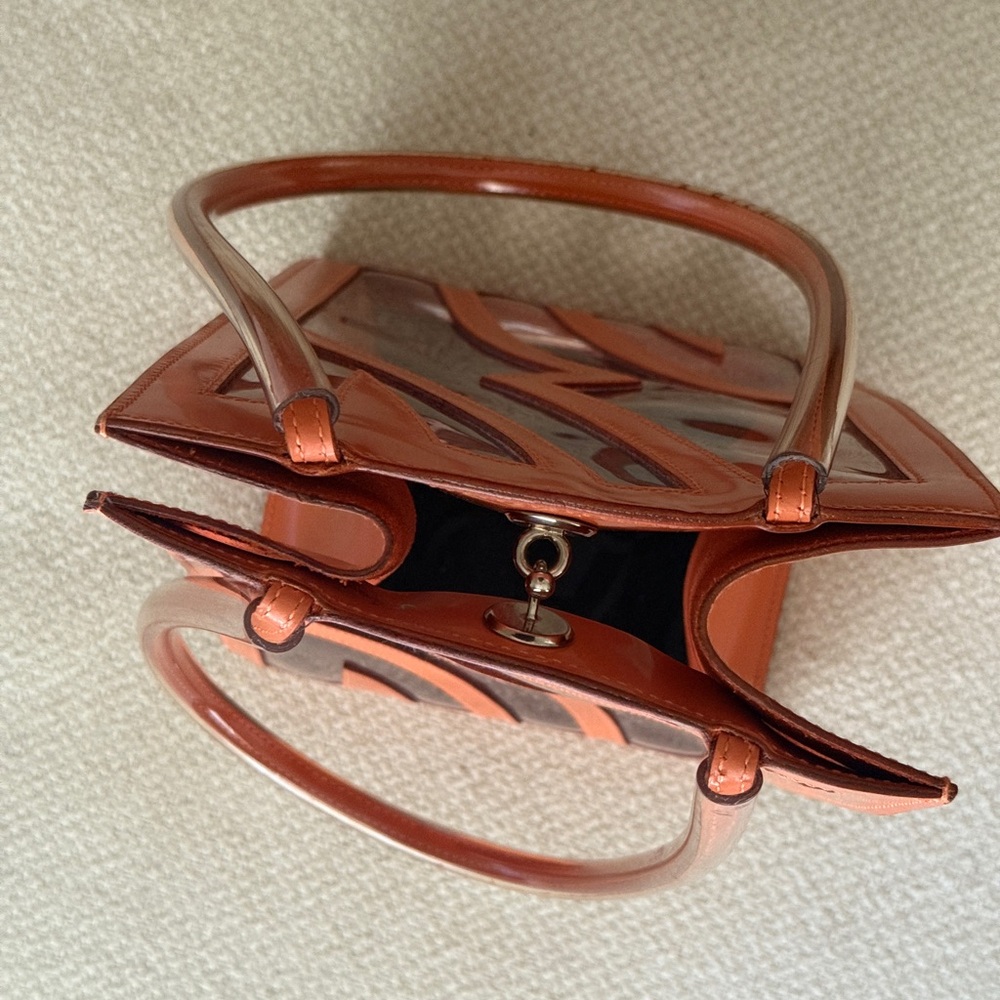 Salvatore Ferragamo Orange Statement Leather Tote Bag - Picture 8 of 11